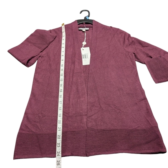 Evolution By Cyrus Raisin Purple Textured Knit Open-Front Cardigan Size Small - Picture 6 of 8